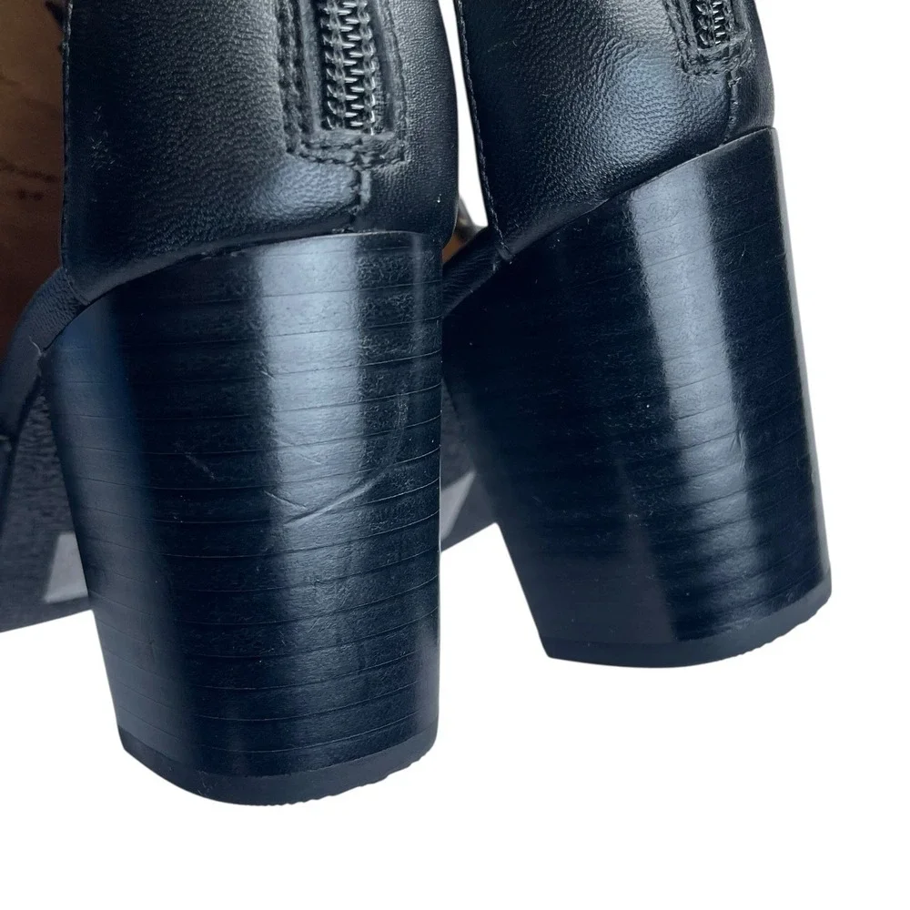Jack‎ Rogers Block Heel Sandal Sz 7 Black Leather Ankle Strap Open Toe $158 Moto